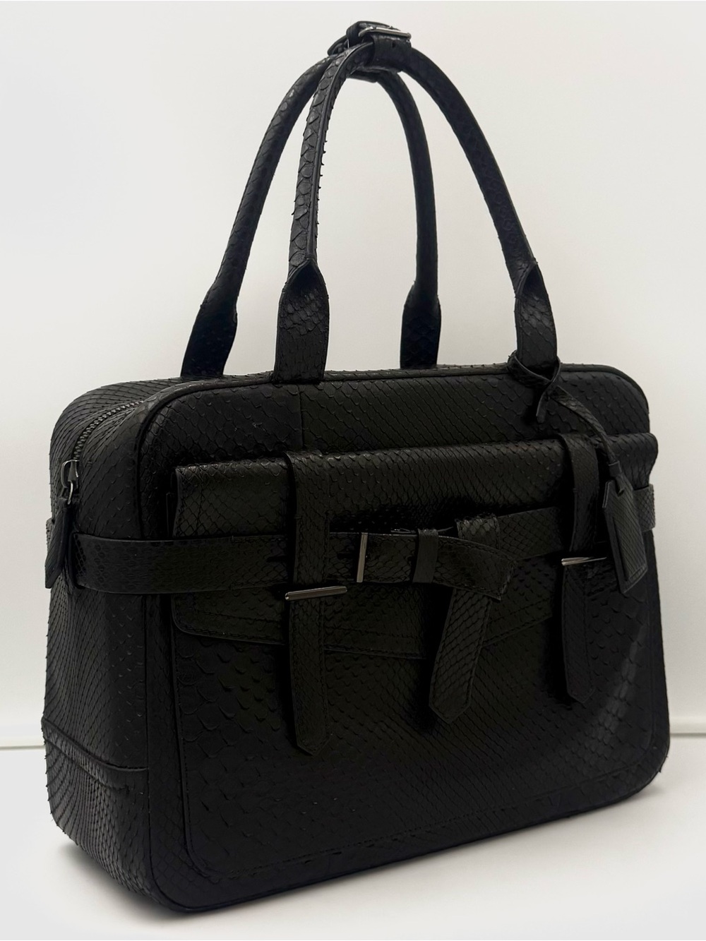 🐍REED KRAKOFF (COACH) • FIGHTER 36 Bag in Black Exotic Snakeskin • Made in ITALY